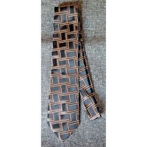 Tie 70s 80s 90s Y2K Viareggio Black Brown beige 3.5 Wide 60 Long
